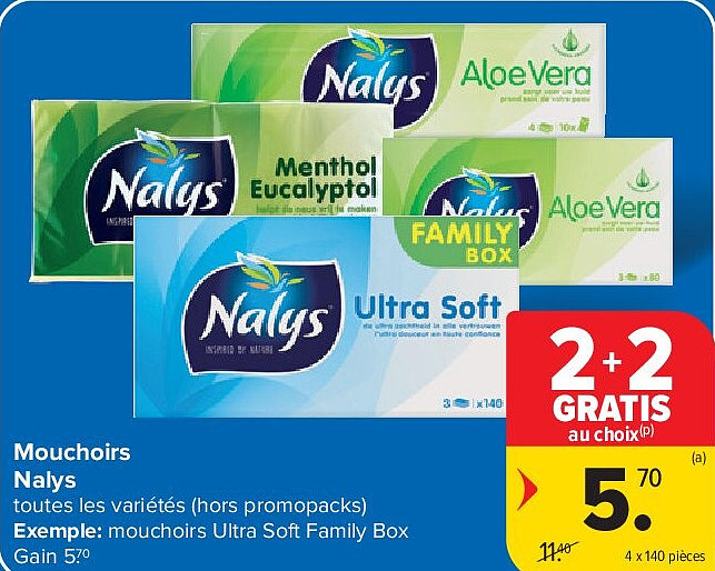 Mouchoirs Nalys 4 x 140 pièces