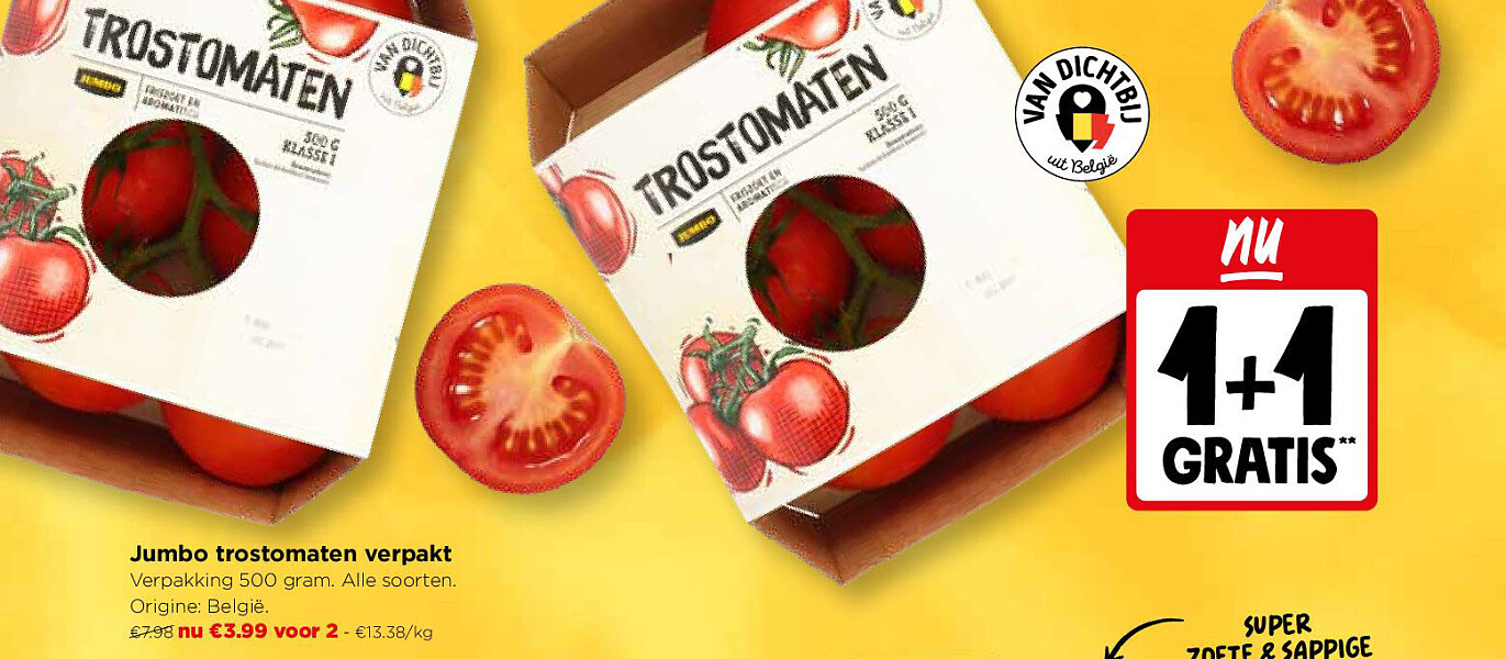 Jumbo trostomaten verpakt