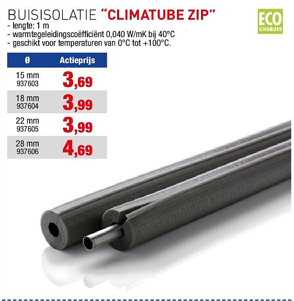 BUISISOLATIE “CLIMATUBE ZIP” 15 mm