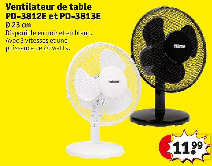 Ventilateur de table PD-3812E et PD-3813E Ø 23 cm