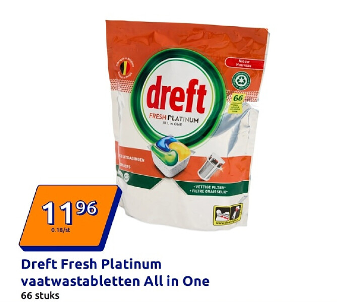 Dreft Fresh Platinum vaatwastabletten All in One