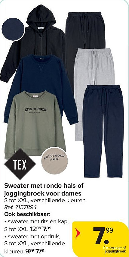 Sweater met ronde hals of joggingbroek voor dames