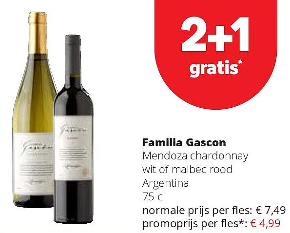 Familia Gascon Mendoza chardonnay wit of malbec rood Argentina 75 cl