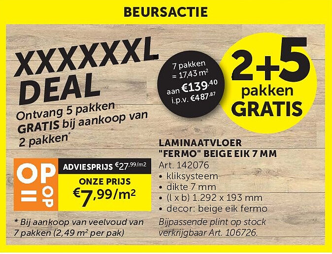 LAMINAATVLOER "FERMO" BEIGE EIK 7 MM