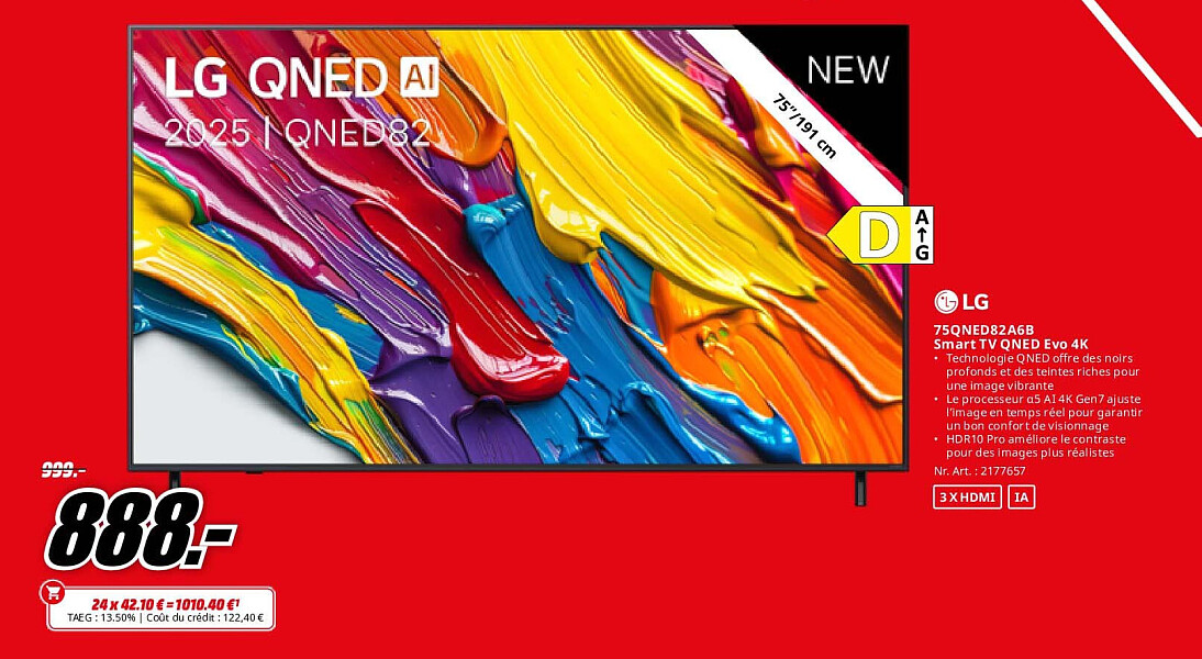 Lg 75QNED82A6B Smart TV QNED Evo 4K