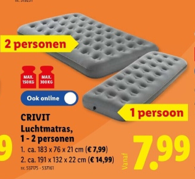 Luchtmatras, 1-2 personen
