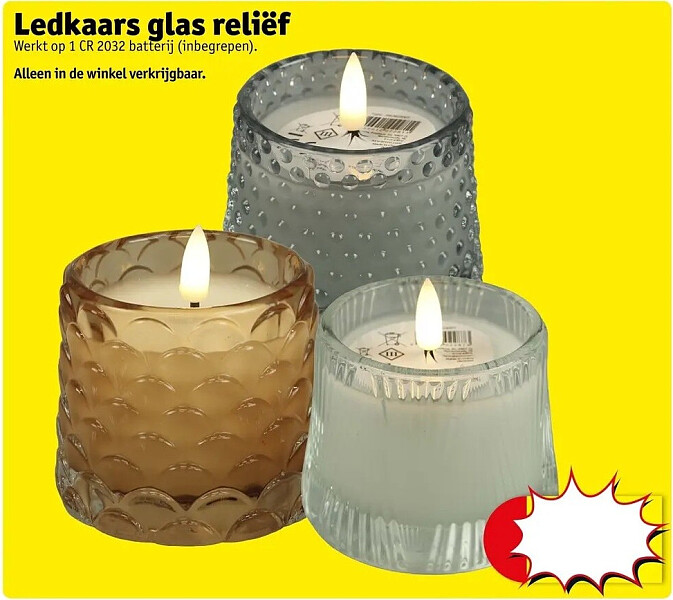 Ledkaars glas reliëf