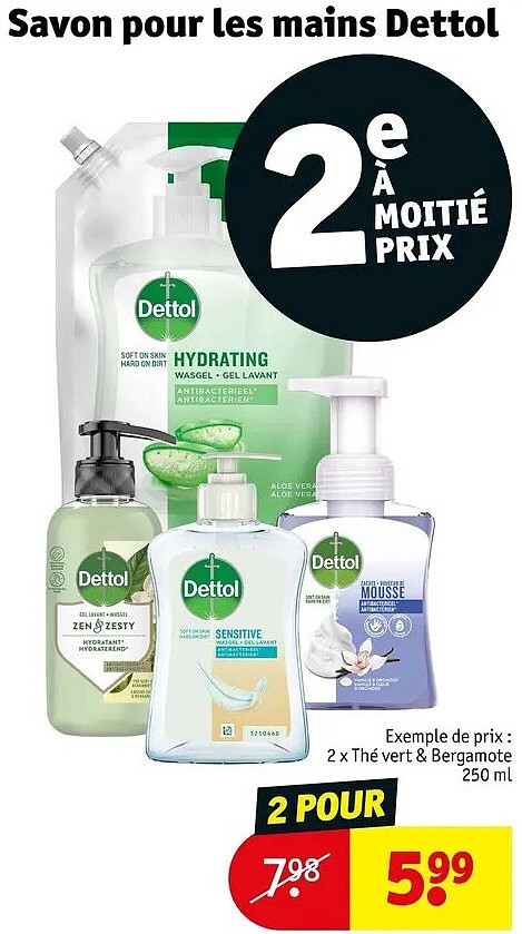 Savon pour les mains Dettol 2 POUR