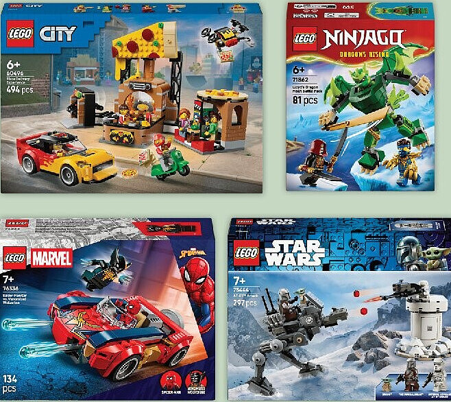 Gammes LEGO City, Star Wars, Marvel et Ninjago