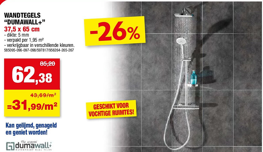 WANDTEGELS “DUMAWALL+” 37,5 x 65 cm
