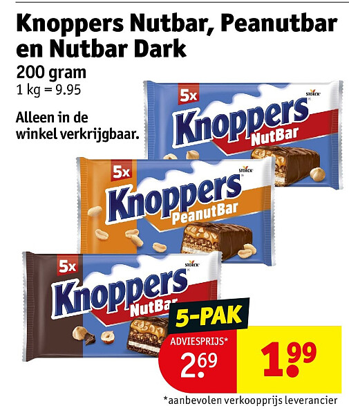 Knoppers Nutbar, Peanutbar en Nutbar Dark