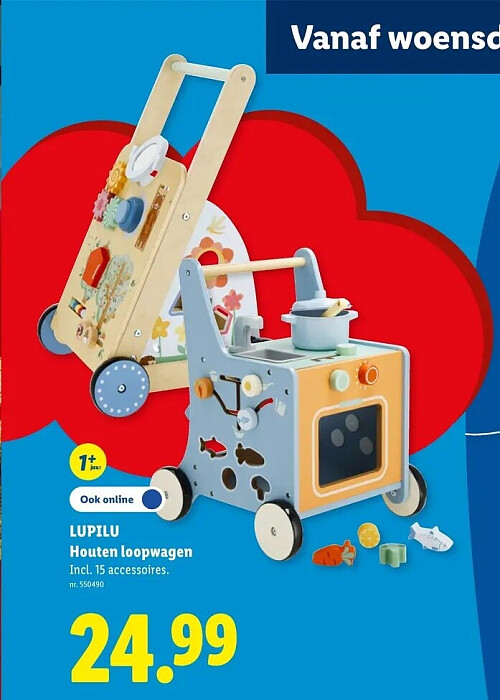 LUPILU Houten loopwagen