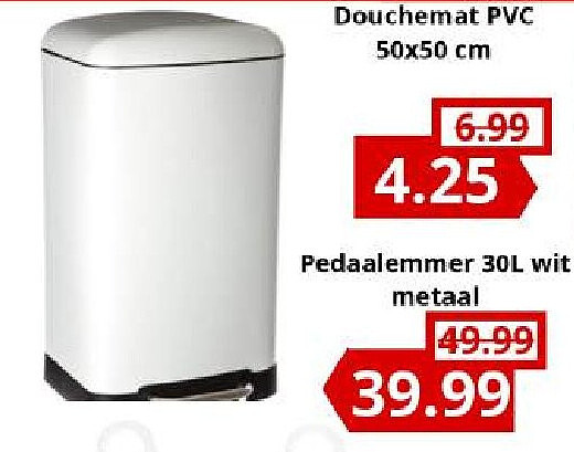 Pedaalemmer 30L wit metaal