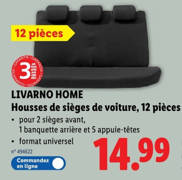 Housses de sièges de voiture, 12 pièces