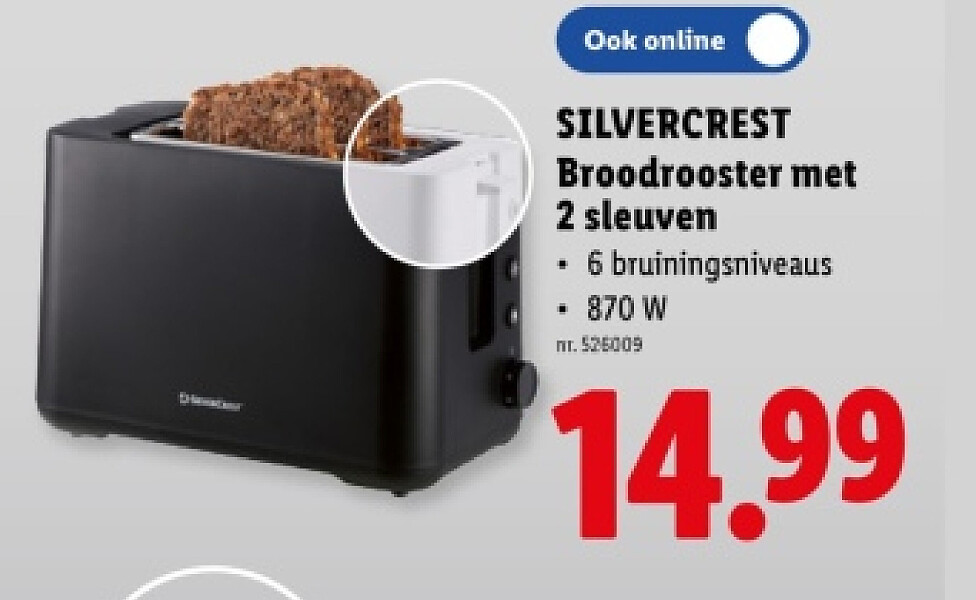 Broodrooster met 2 sleuven
