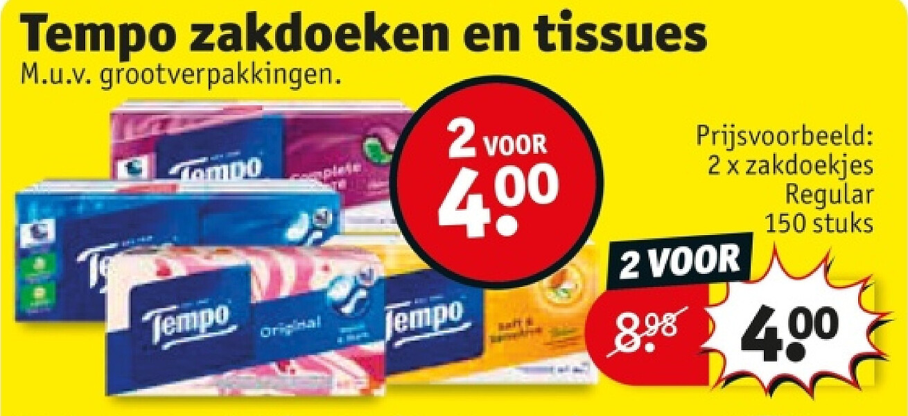 Tempo zakdoeken en tissues