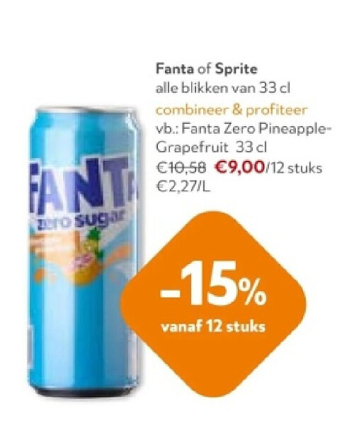 Fanta Zero PineappleGrapefruit 33 cl