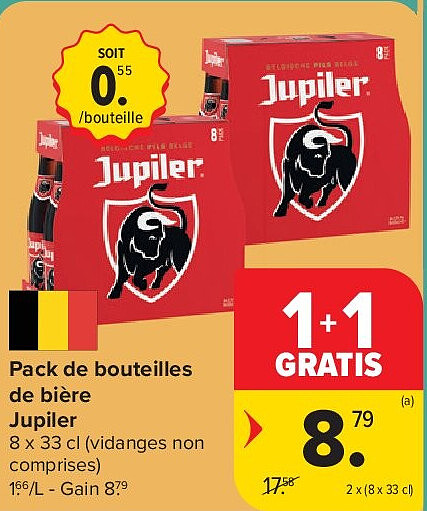Pack de bouteilles de bière Jupiler 2 x (8 x 33 cl)