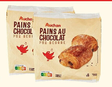 Pains au chocolat pur beurre surgelés Auchan 450 g