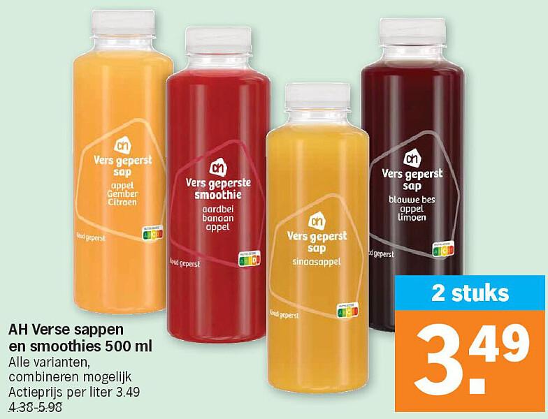 AH Verse sappen en smoothies 500 ml
