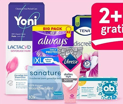 A-merk menstruatie-, incontinentie- en intieme hygiëneproducten
