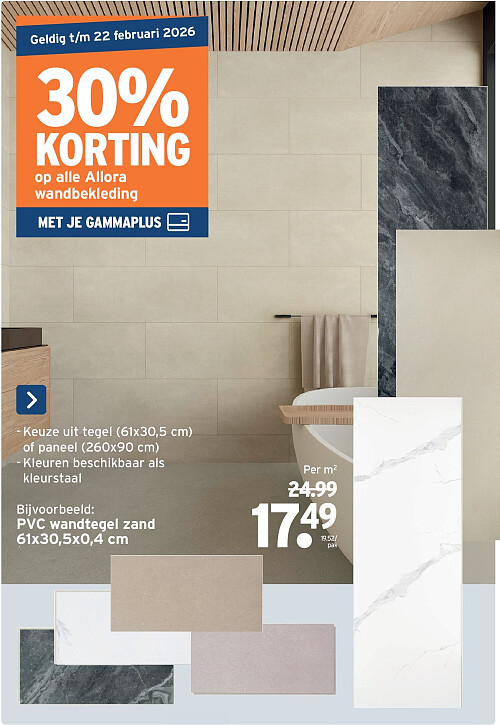 PVC wandtegel zand 61x30,5x0,4 cm