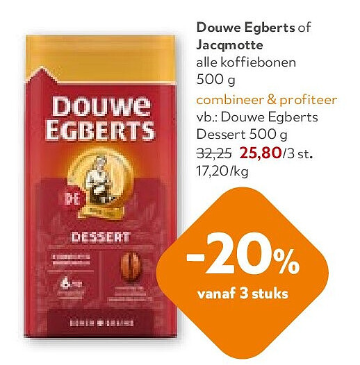 Douwe Egberts of Jacqmotte alle koffiebonen 500 g