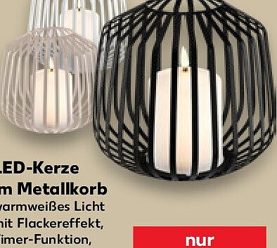 LED-Kerze im Metallkorb