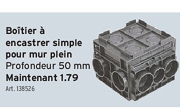Boîtier à encastrer simple pour mur plein Profondeur 50 mm Maintenant