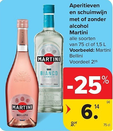 Aperitieven en schuimwijn met of zonder alcohol Martini