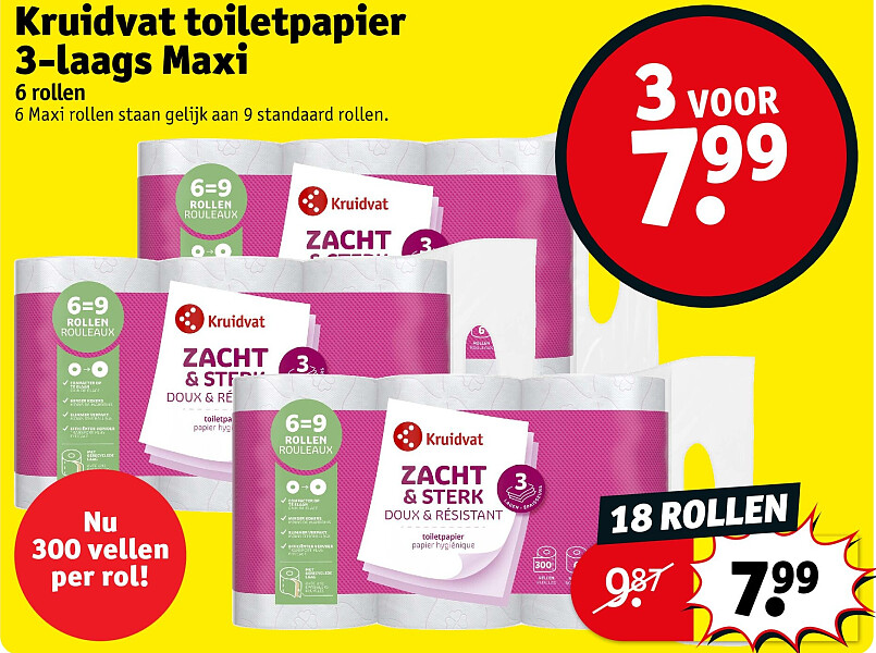 Kruidvat toiletpapier 3-laags Maxi