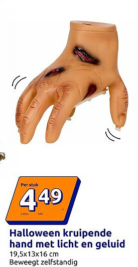 Halloween kruipende hand met licht en geluid