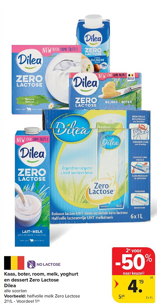 Kaas, boter, room, melk, yoghurt en dessert Zero Lactose Dilea