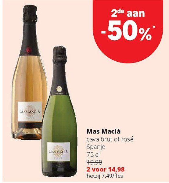 Mas Macià cava brut of rosé Spanje 75 cl