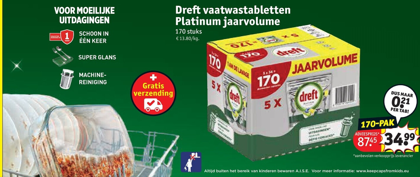 Dreft vaatwastabletten Platinum jaarvolume