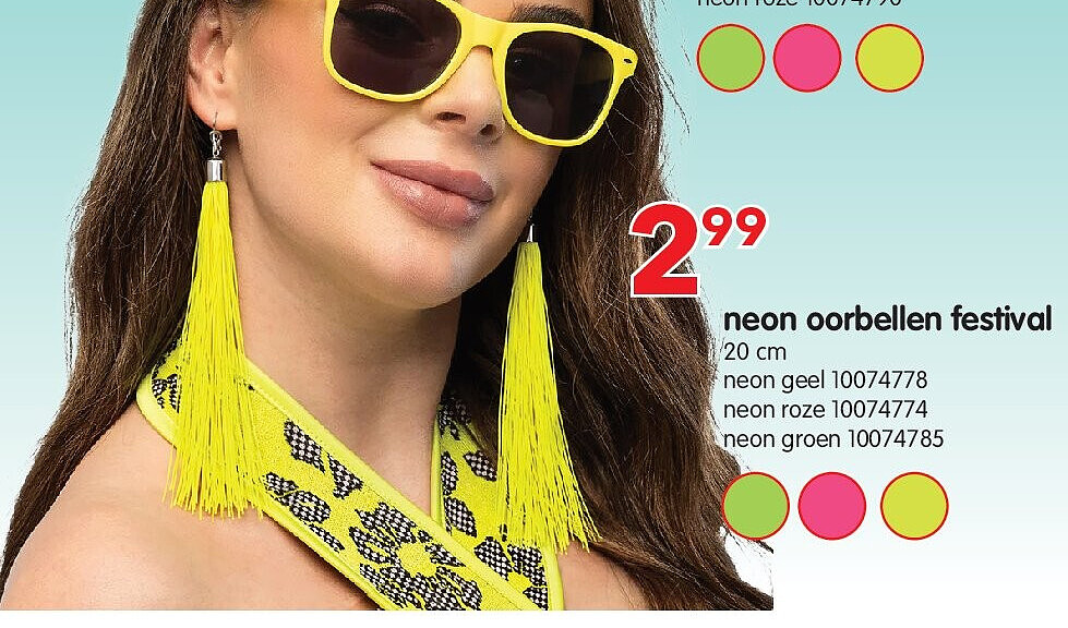 neon oorbellen festival