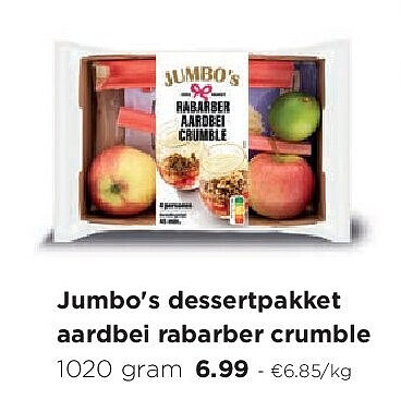 Jumbo's dessertpakket aardbei rabarber crumble