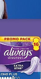 Serviettes pour fuites urinaires Always Discreet x16