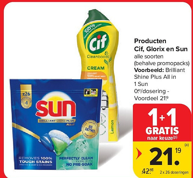 Producten Cif, Glorix en Sun
