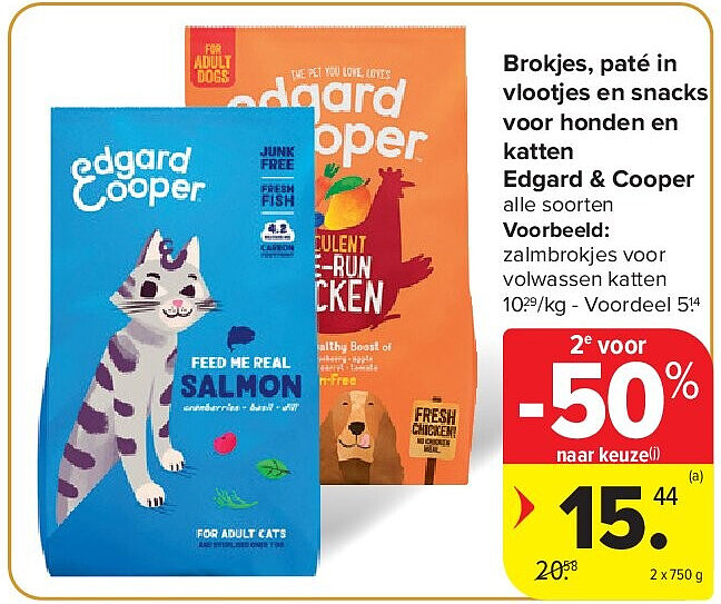 Brokjes, paté in vlootjes en snacks voor honden en katten Edgard & Cooper