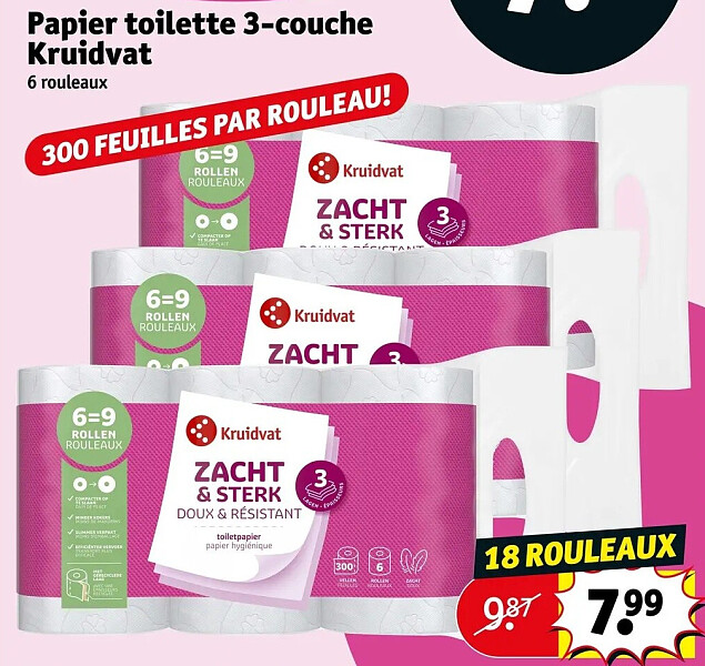 Papier toilette 3-couche Kruidvat