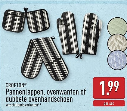 Pannenlappen, ovenwanten of dubbele ovenhandschoen
