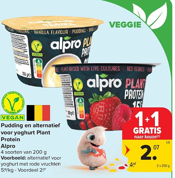 Pudding en alternatief voor yoghurt Plant Protein Alpro