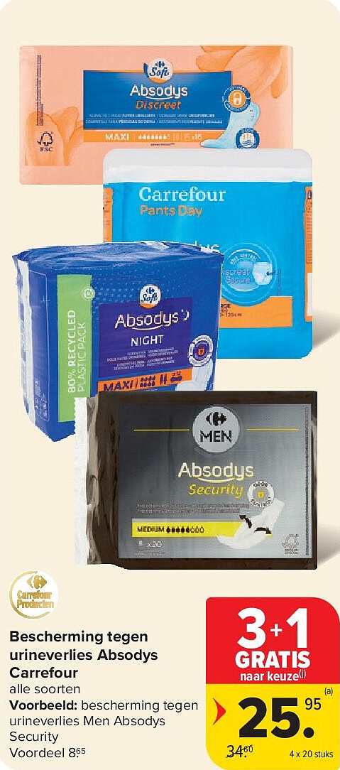 Bescherming tegen urineverlies Absodys Carrefour