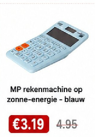 MP rekenmachine op zonne-energie - blauw