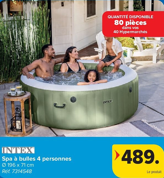 Spa à bulles 4 personnes Ø 196 x 71 cm