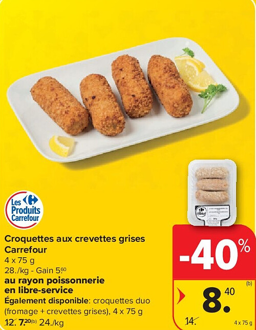 Croquettes aux crevettes grises Carrefour 4 x 75 g