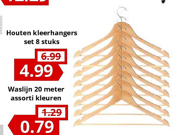 Houten kleerhangers set 8 stuks