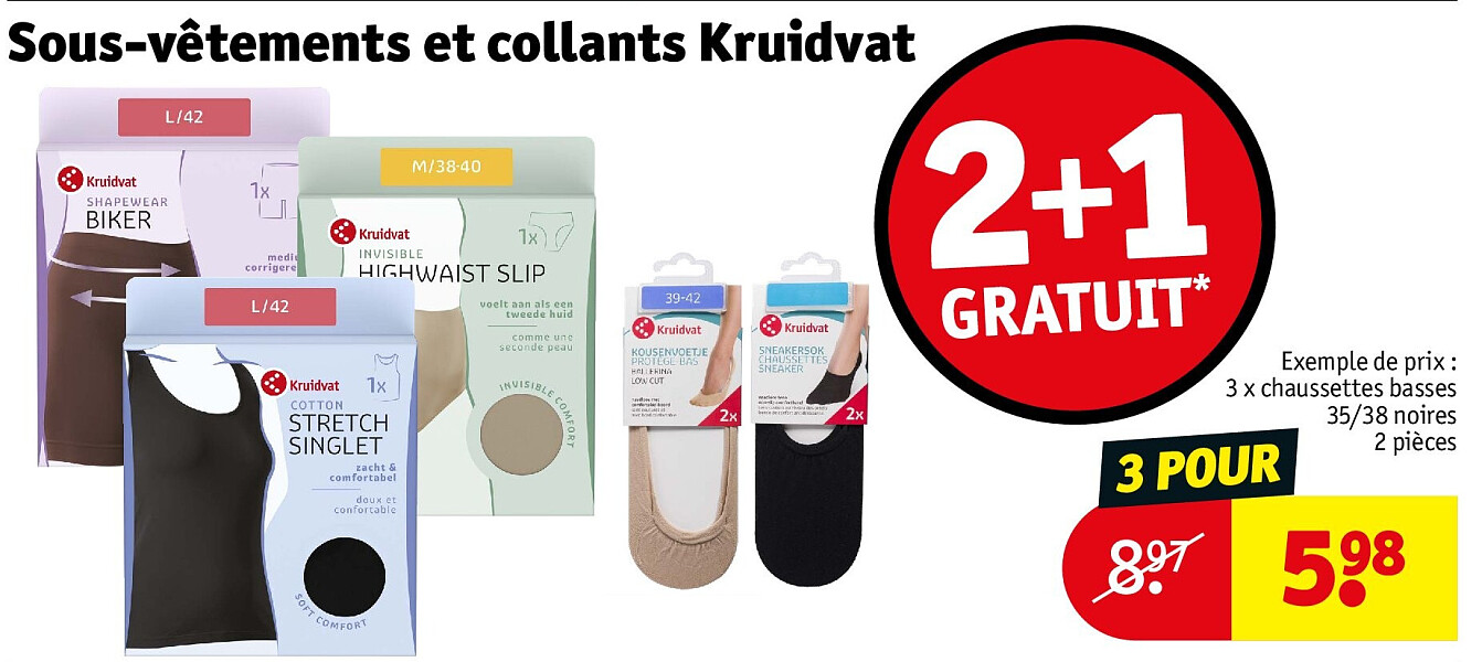 Sous-vêtements et collants Kruidvat 3 POUR