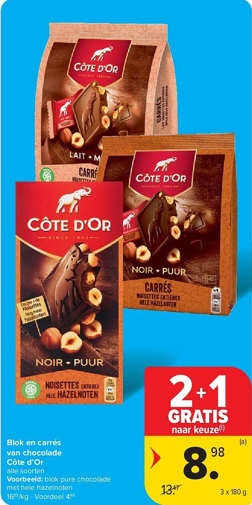 Blok en carrés van chocolade Côte d’Or